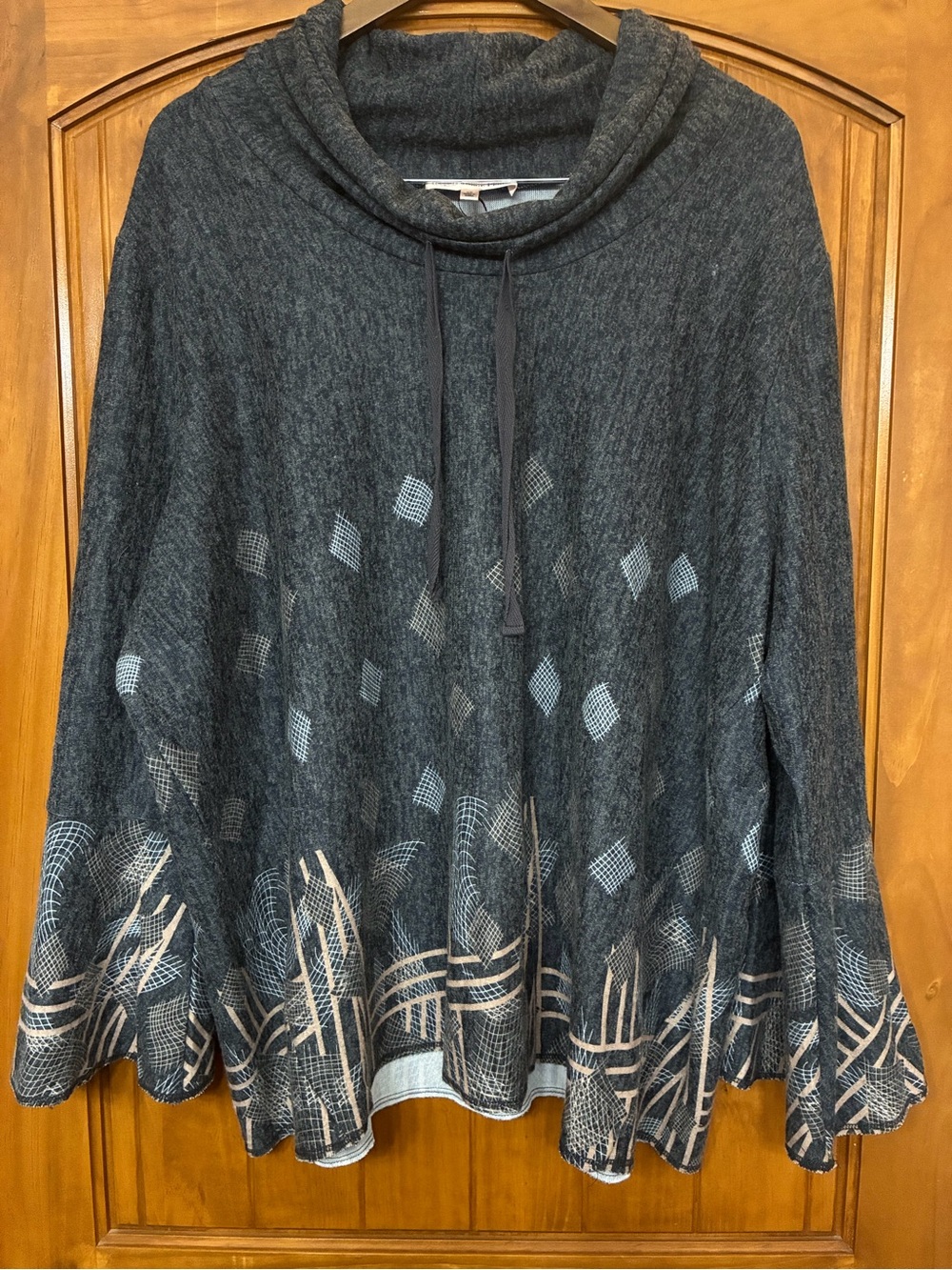 Jorge Pérez Cowl Neck Abstract Print Flare Knit Top Size 3X